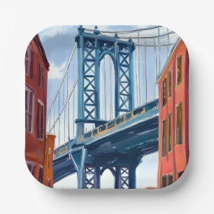 Manhattan Bridge New York City Gemälde Pappteller
