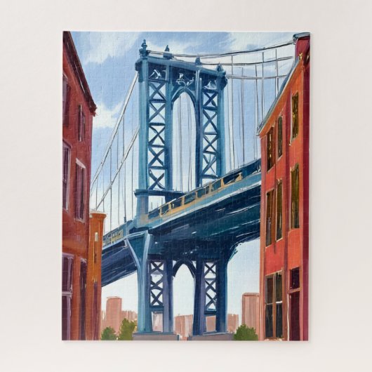 Manhattan Bridge New York City Gemälde Puzzle (Vertikal)