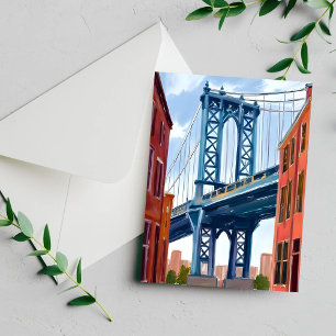 Manhattan Bridge New York City Painting Card