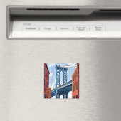 Manhattan Bridge New York City Painting Magnet (In Situ (Geschirrspüler))