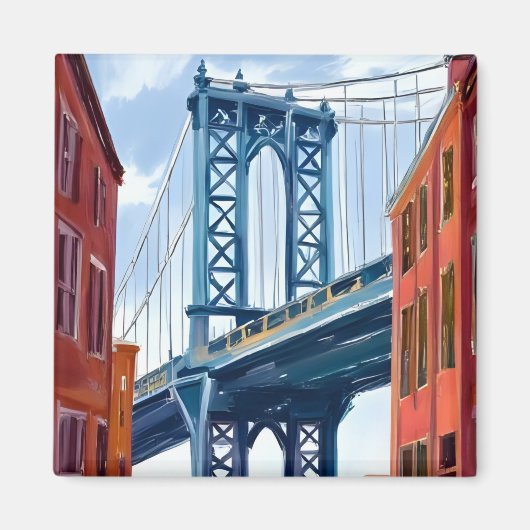 Manhattan Bridge New York City Painting Magnet (Vorne)