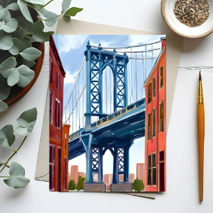Manhattan Bridge New York City Painting Postkarte