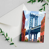 Manhattan Bridge New York City Painting Postkarte