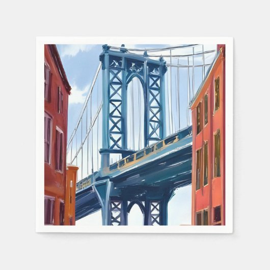 Manhattan Bridge New York City Painting Serviette (Vorderseite)