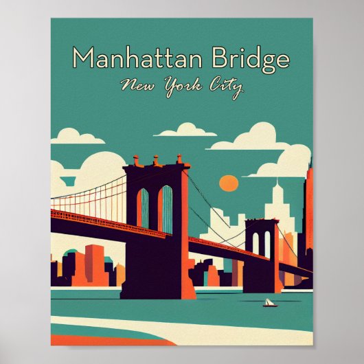 Manhattan Bridge New York Minimalistisch Poster Ar (Vorne)