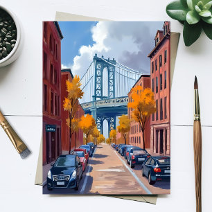 Manhattan Bridge NYC Aquarellmalerei Postkarte
