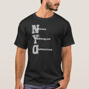 Manhattan Bronx Brooklyn Nyc Text Schwarz Vorlage T-Shirt