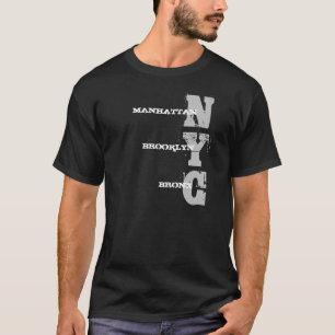 Manhattan Brooklyn Bronx Nyc Text Schwarz Vorlage T-Shirt