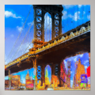Manhattan-Brücke Collage Poster