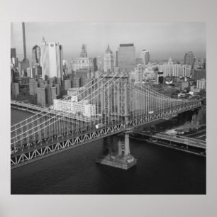 Manhattan-Brücken-Schwarzweiss-Fotografie Poster