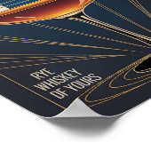 Manhattan Cocktail Art Deco Navy Blue Bar Poster (Ecke)