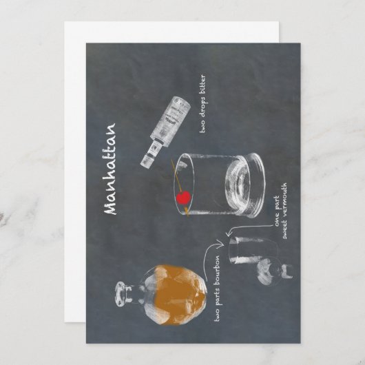 Manhattan Cocktail Einladung (Vorne/Hinten)