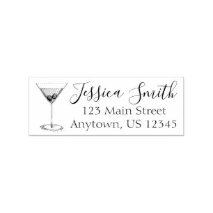 Manhattan Cocktail Glass Mixed Drink Adresse Gummistempel