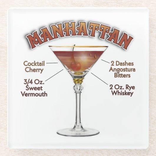 Manhattan Cocktail Recia Art Untersetzer (Vorderseite)