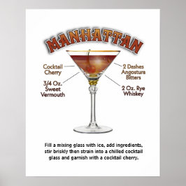 Manhattan Cocktail Rezept Art 16 "x20" Print/ Poster