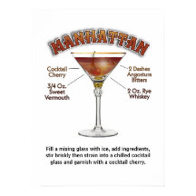 Manhattan Cocktail Rezept Art 18 "x24" Print Poste