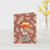 Manhattan-Cocktail-Rezept Karte (Gelbe Blume)