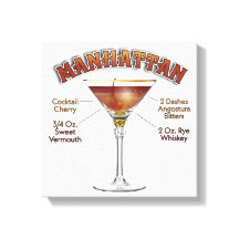 Manhattan Cocktail Rezept Kunst 12"x12" verpackt 