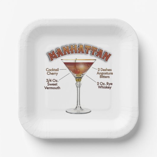 Manhattan Cocktail Rezept: Pappteller (Vorderseite)