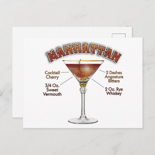Manhattan Cocktail Rezept: Postkarte (Vorne/Hinten)