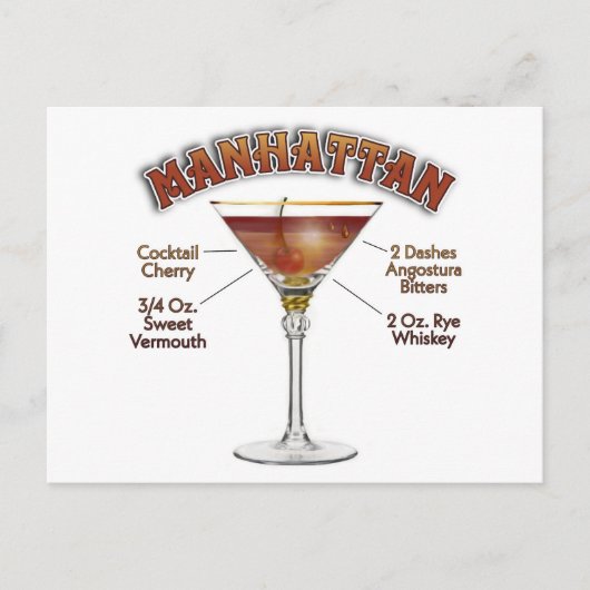 Manhattan Cocktail Rezept: Postkarte (Vorderseite)