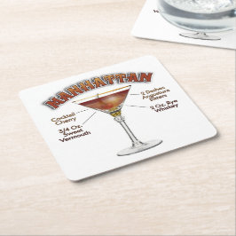 Manhattan Cocktail Rezept: Rechteckiger Pappuntersetzer