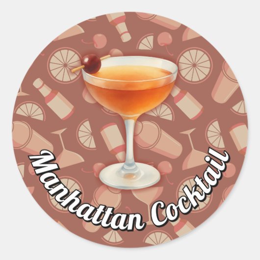 Manhattan Cocktail Runder Aufkleber (Vorderseite)