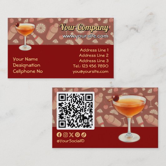 Manhattan Cocktail Visitenkarte (Vorne/Hinten)