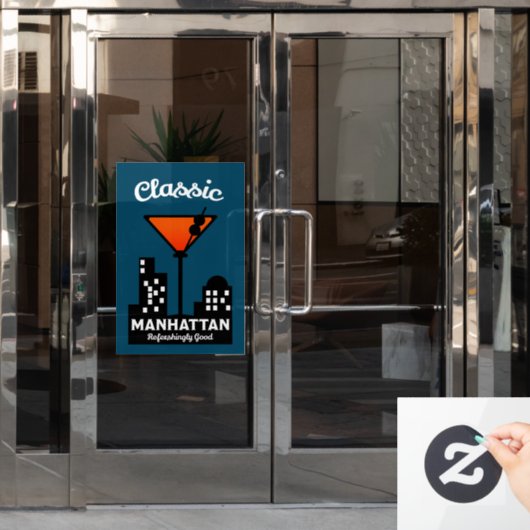 Manhattan Cocktail Wall Art Fensteraufkleber (Büro Tür)