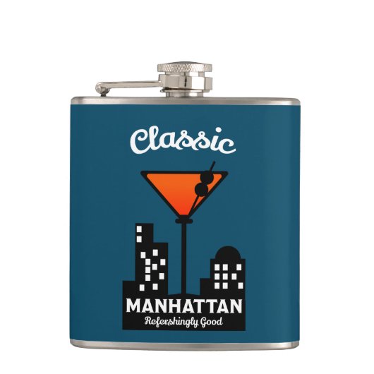 Manhattan Cocktail Wall Art Flachmann (Vorderseite)