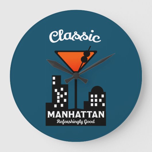 Manhattan Cocktail Wall Art Große Wanduhr (Vorderseite)