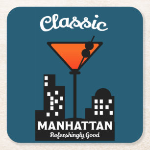 Manhattan Cocktail Wall Art Rechteckiger Pappuntersetzer