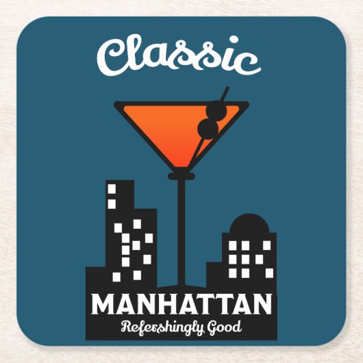 Manhattan Cocktail Wall Art Rechteckiger Pappuntersetzer (Vorderseite)