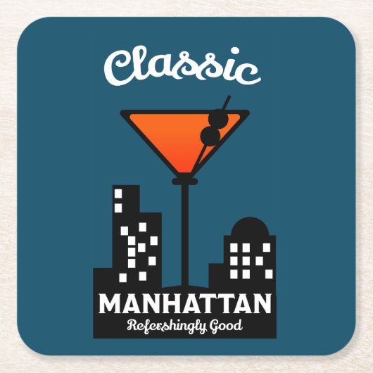 Manhattan Cocktail Wall Art Rechteckiger Pappuntersetzer (Vorderseite)
