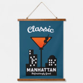Manhattan Cocktail Wall Art Wandteppich Mit Holzrahmen (Vorderseite)