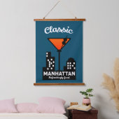 Manhattan Cocktail Wall Art Wandteppich Mit Holzrahmen (Schlafzimmer)