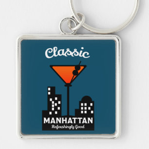 Manhattan Cocktail-Wandkunst Schlüsselanhänger