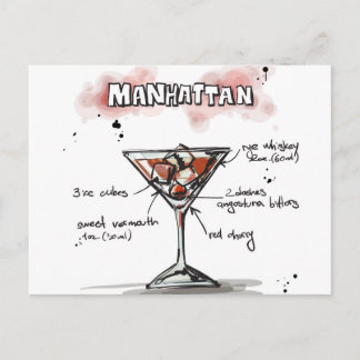 Manhattan Drink Recipe Design Postkarte