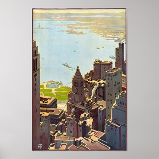 Manhattan Druck New York Kunst Vintage Reiseplakat Poster