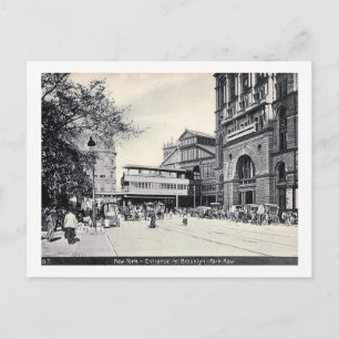Manhattan, Eingang zur Brooklyn Bridge, Vintag Postkarte