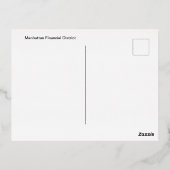 Manhattan Financial District Folien Feiertagspostkarte (Rückseite)