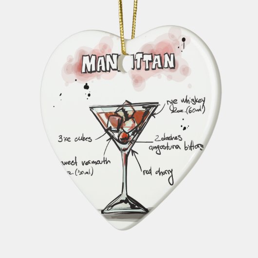 Manhattan-Getränk-Rezept-Entwurf Keramik Ornament (Links)