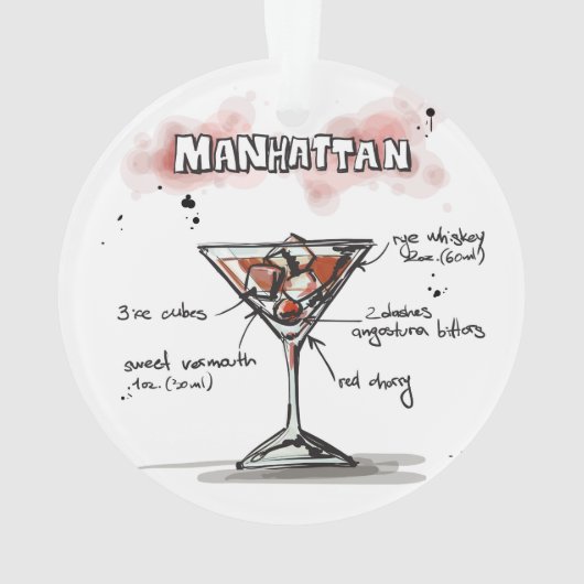 Manhattan-Getränk-Rezept-Entwurf Ornament (Rückseite)