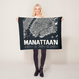 Manhattan Map Illustration Fleecedecke