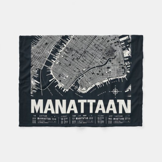 Manhattan Map Illustration Fleecedecke (Vorderseite (Horizontal))