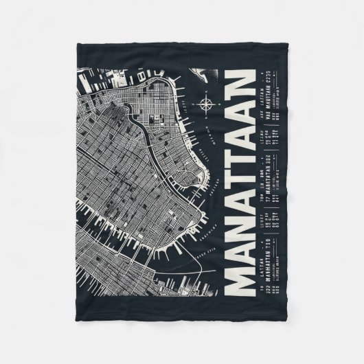 Manhattan Map Illustration Fleecedecke (Vorderseite)