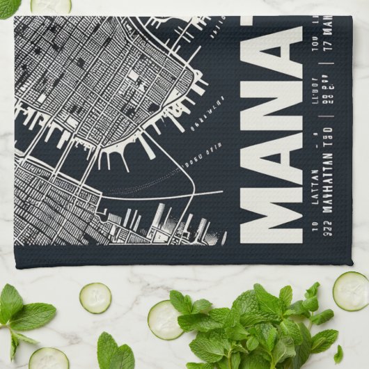 Manhattan Map Illustration Geschirrtuch (Gefaltet)