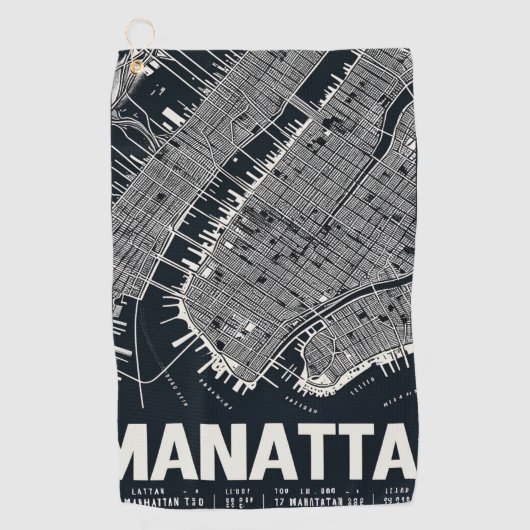 Manhattan Map Illustration Golfhandtuch (Vorderseite)