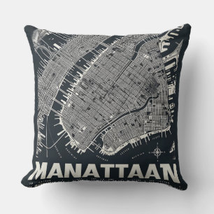 Manhattan Map Illustration Kissen