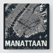 Manhattan Map Illustration Quadratische Wanduhr (Vorderseite)